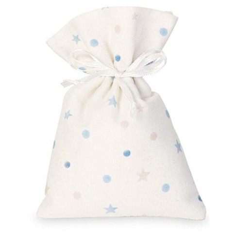 SACCHETTO BIANCO 10X14CM CON STELLINE AZZURRE